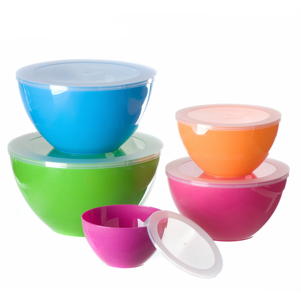 different size BPA Free plastic colorful bowl set made in Guangdong Jiangmen kitchen salad bowl used dinner ware