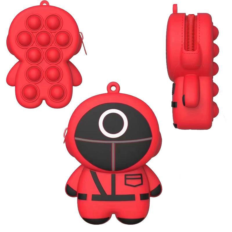 women kids children gift toy waterproof fashion luxury small mini cute silicone coin bag purse Squid Game key chain keychain