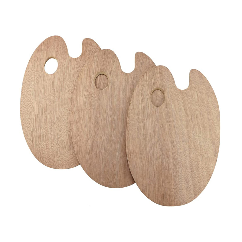Custom Wooden Painting Palette - 3 Pack Oval Shaped Artist Painting Palette with Thumb Hole