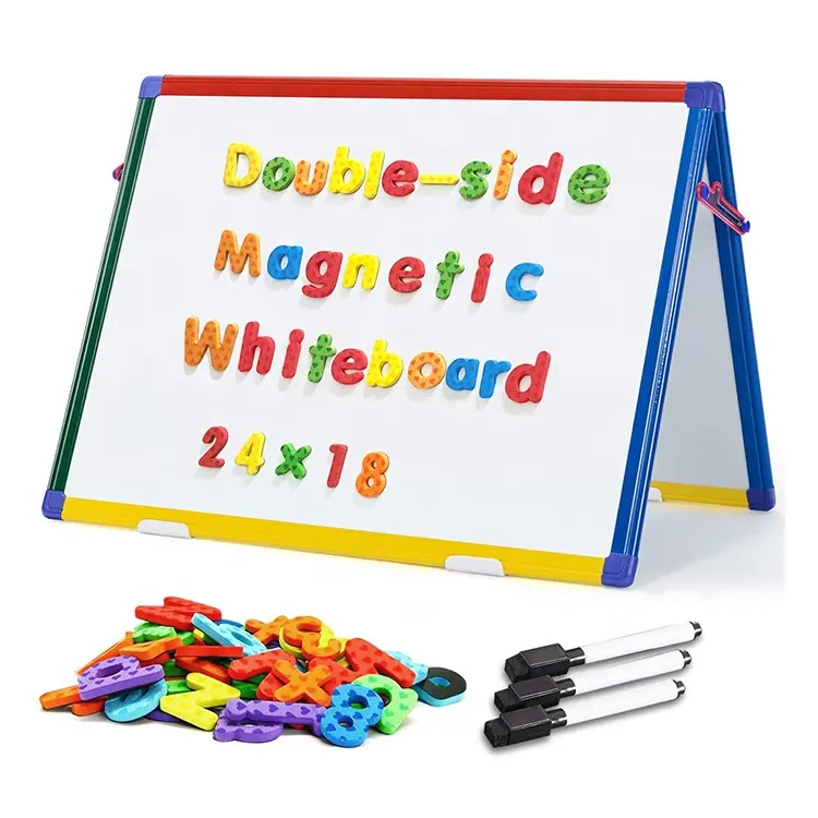 Aluminum frame folding white board desktop double sided magnetic whiteboard small portable foldable dry erase whiteboard