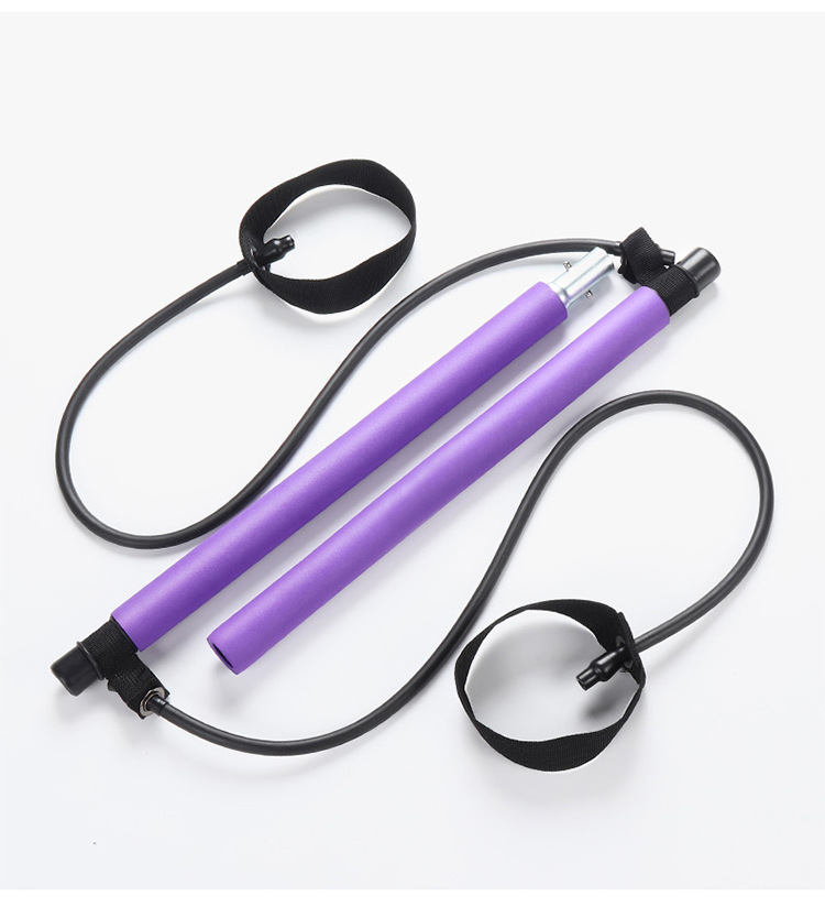 Factory Promotion 150LB Adjustable Yoga Exercise Bar Portable Pilates Bar With Resistance Bands Of Different Loads