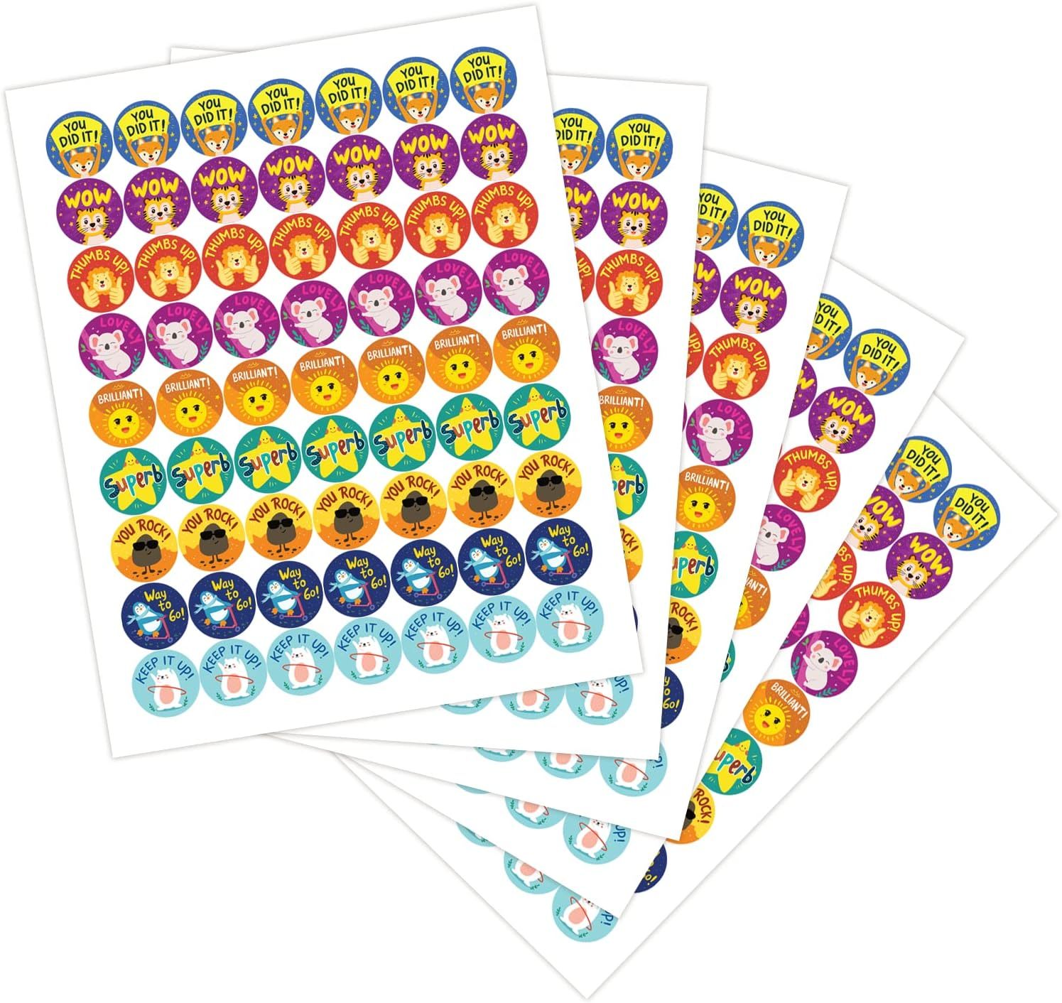 Reward Stickers for Kid, 9 Assorted Designs,1 Inch School Stickers - Teacher Supplies for Classroom