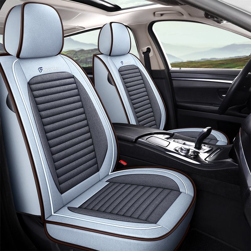 NEW Type Flax Car Seat Cover Interior Auto Cushion Protector Seats Mats Fit for 5 Seats Vehicle Four Seasons Accessories