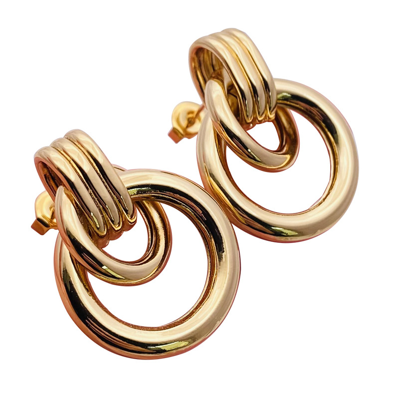 Retro European And American New Year Ear Jewelry Winding Hoop Earrings Female 18k Gold Plated Autumn And Winter Earrings