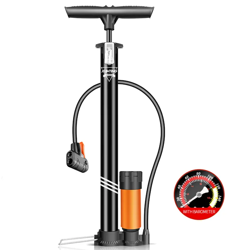 Xunting Fashion Household Protable Hand Air Pump For Bicycle With Gauge High Pressure Bicycle Pumps