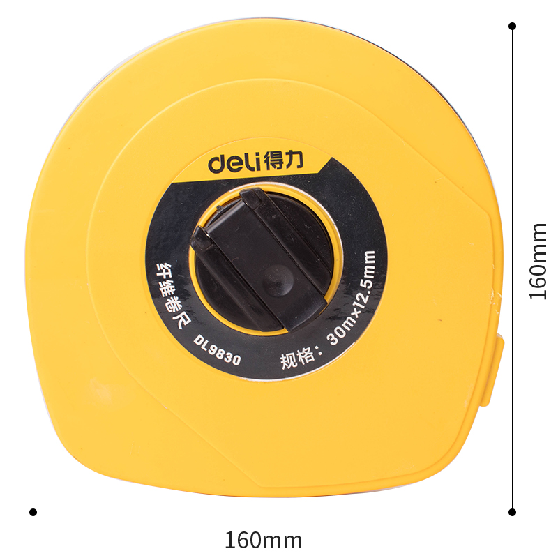 Deli Tools 20/30/50m Building Construction Measuring Tape Round Case Fiberglass Blade Long Tape Measure