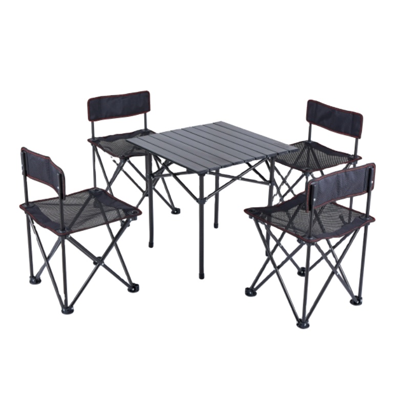 Outdoor portable folding table and stool