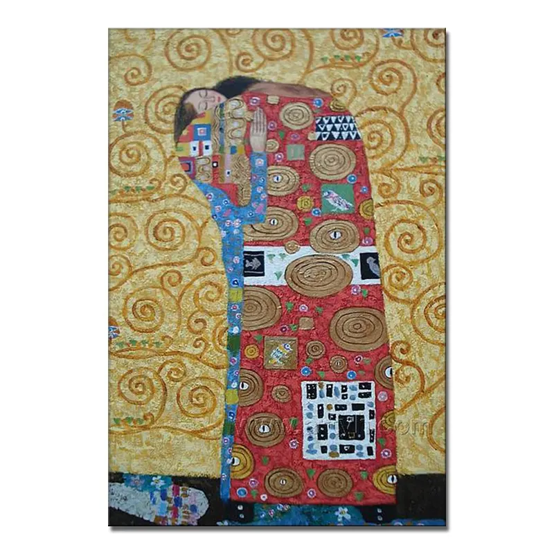 The kiss by Gustav Klimt canvas handmade oil Painting Boy and Girl Painting