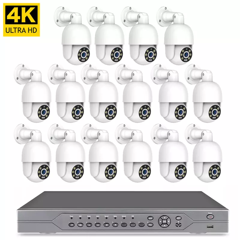 16CH 8MP ptz-камера с поддержкой POE Nvr Kit Полный Цвет ночного видения двухстороннее аудио 4K камера безопасности системы обнаружения человека камера