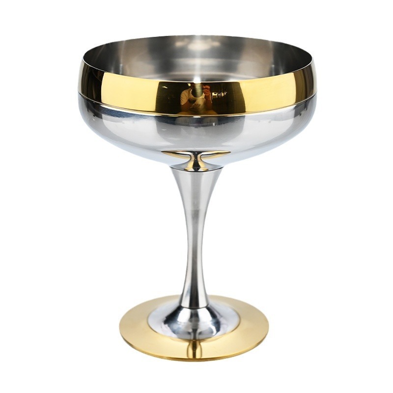 Stainless Steel 304 Smooth Mirror Polished Durable Wine Cup tail Glasses for Bar Party Birthday Christmas
