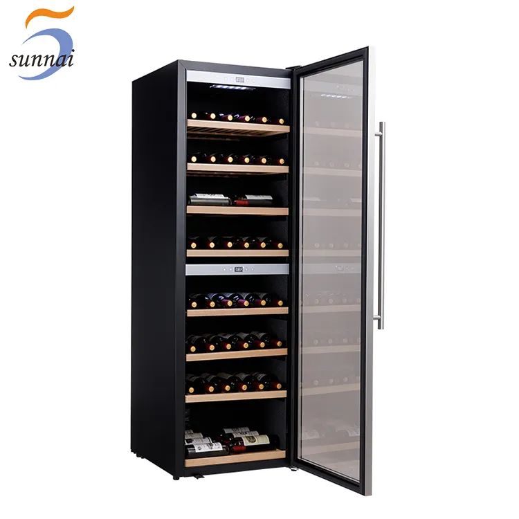 Luxury 180 Bottles Commercial Restaurant Tall Large Capacity Dual Zone Display Wine Cooler Refrigerator