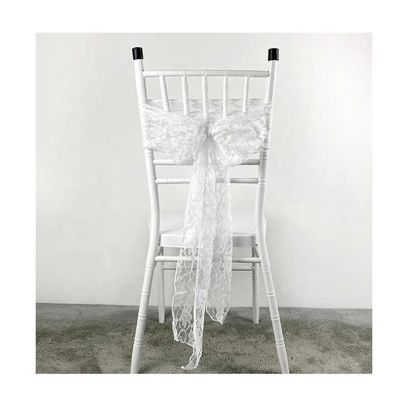 Beautiful White Lace Chair Sashes Chair Ties for Wedding Decoration