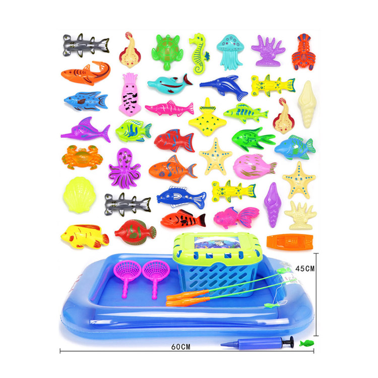 48PCS Дети рыбалка игра рыбалка игры игрушки с надувным бассейном
