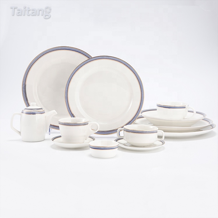 Hot Products Luxury Ceramic Dishes Set Gold Rim Wedding Party Christmas Dinner Set Plates