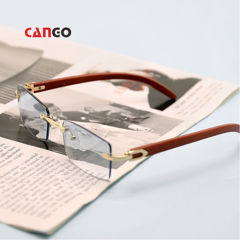 Luxury Fashion Retro Square sun glasses manufacturer Rimless Glasses Men Women Vintage Wooden Look Fashion sun glasses