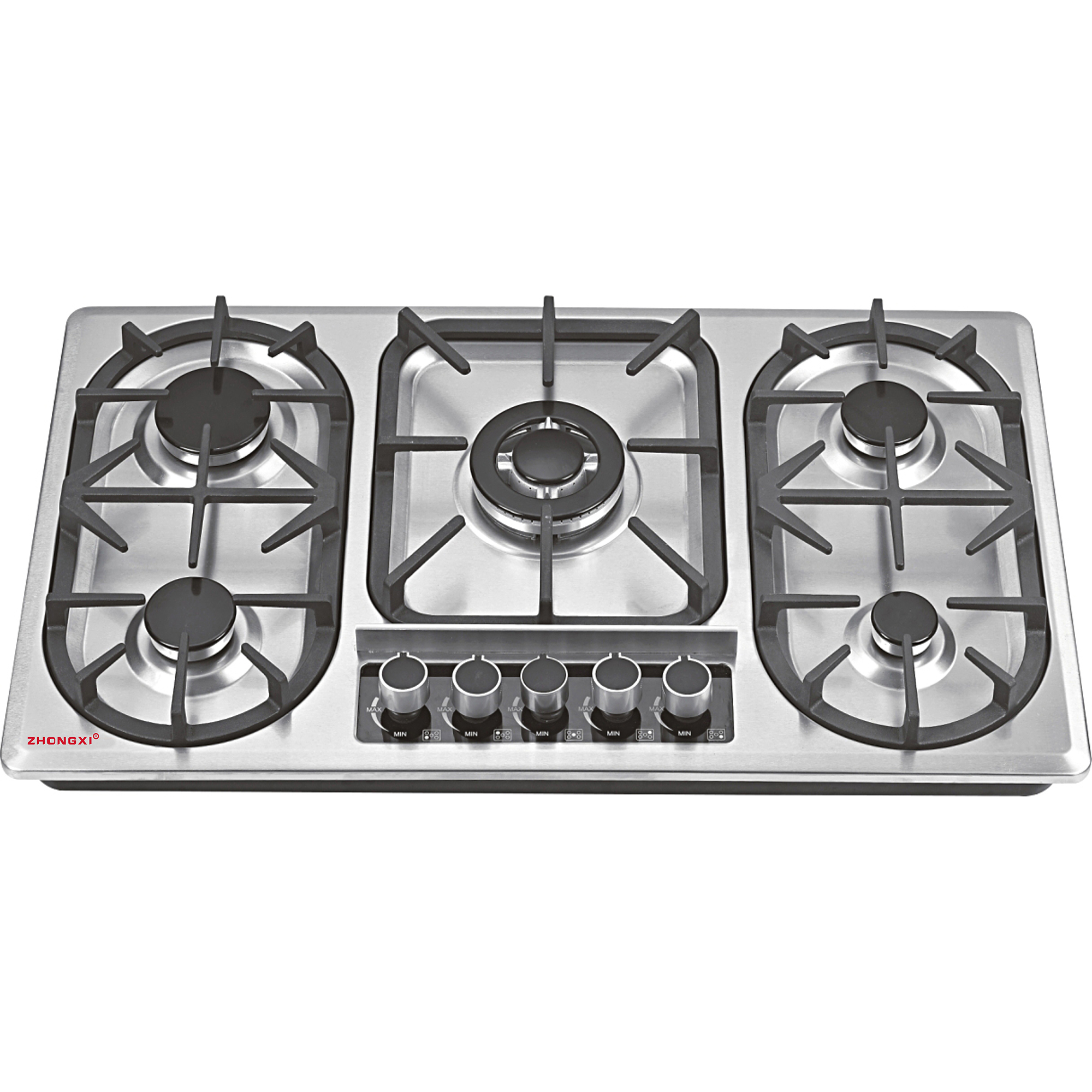 Stainless steel panel built in sabaf 5 burners LPG gas cooker stove