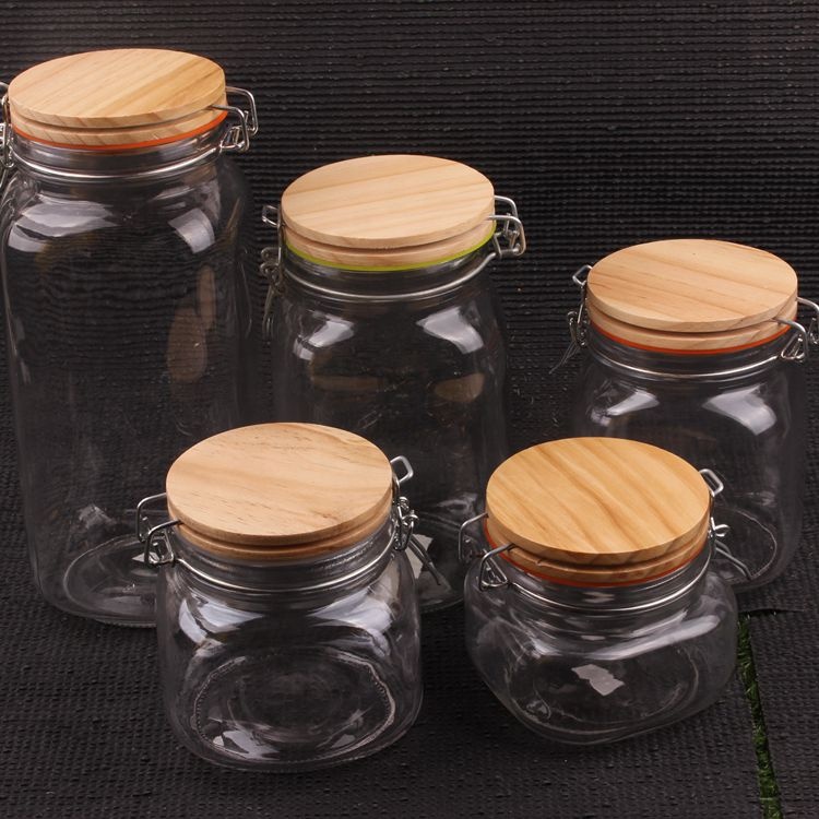 Стеклянная банка mason honey с крышкой квадратная стеклянная банка с деревянной крышкой и ложкой