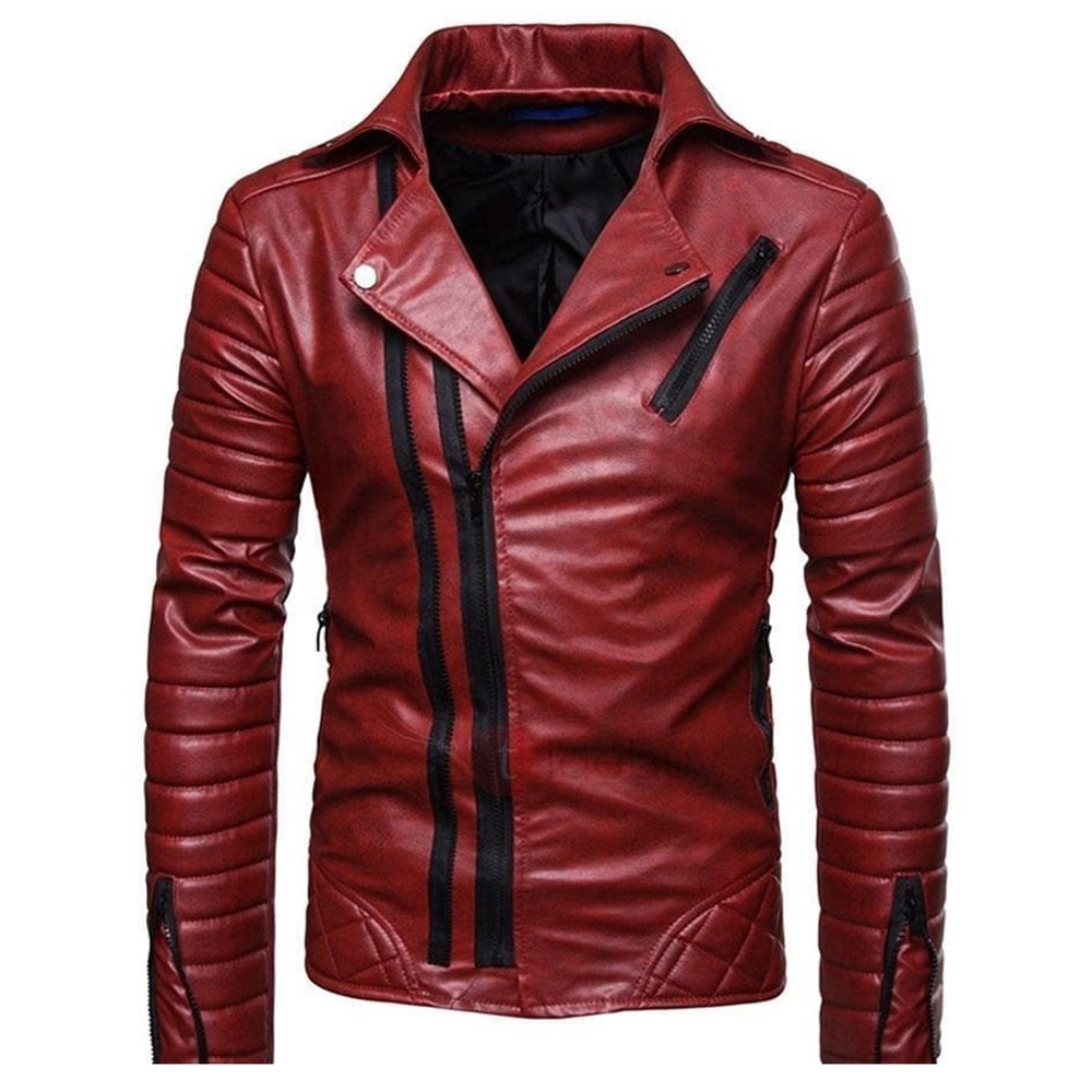 Custom Men Latest Design Leather Jacket/Genuine Cool Zipper Embroidered Leather Biker Jacket