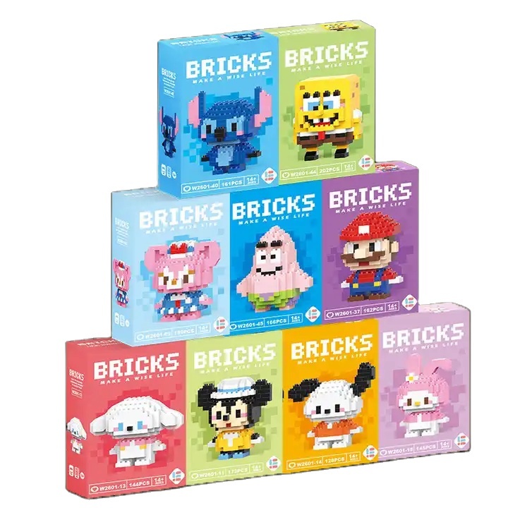 Mini Building Blocks Cartoon Figures 3D Puzzle Children's DIY Bricks Toys Set Plastic ABS Models Building Toys for Gift