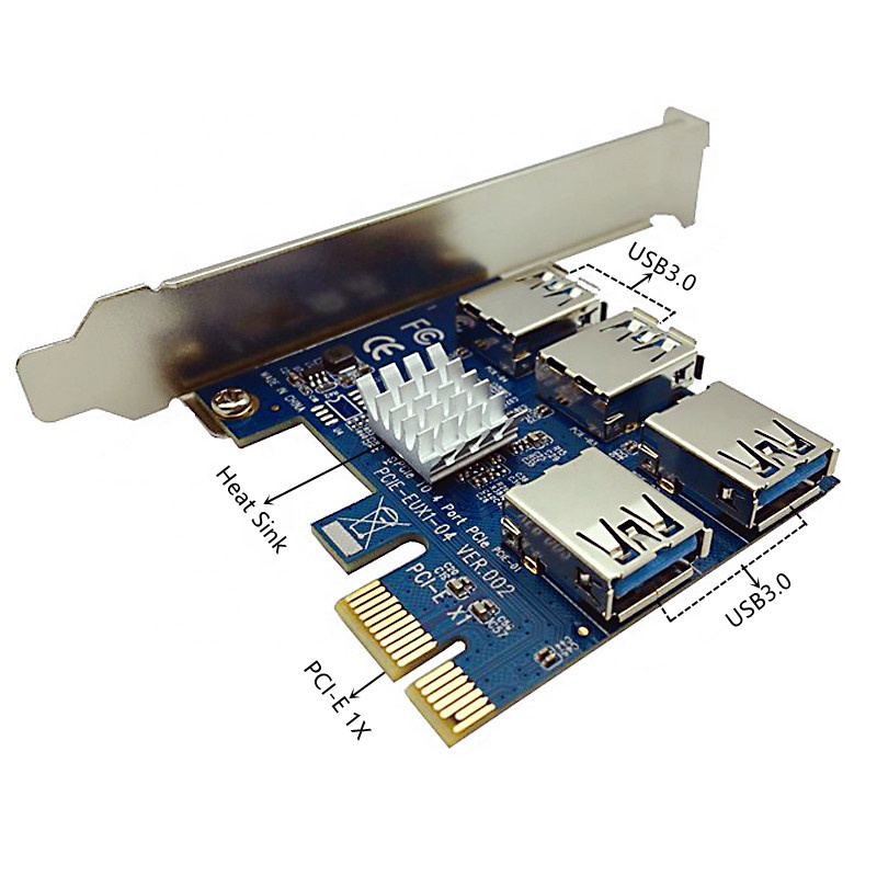 4 порта USB3.0 Riser Card PCI-E 1 до 4 PCI Express 16X слот внешний адаптер PCIe порт мультипликатор карта