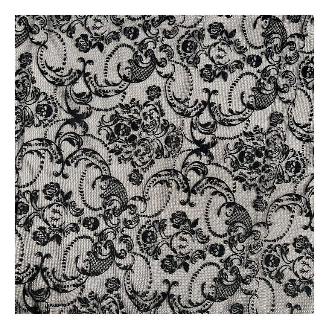 Eco-friendly Wholesale lace net fabric flocking by the yard black soft mesh velvet flocking printed fabric for dress base shirt