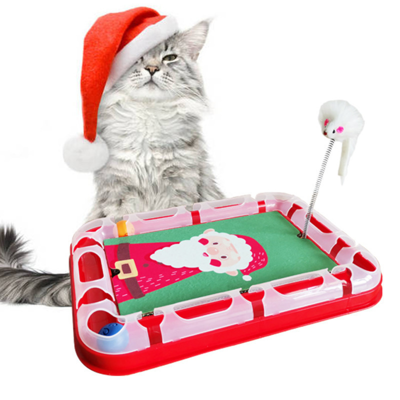 2021 new innovative Christmas pet toy set DIY cat toy funny cat ball track cat scratcher mouse funny pet factory