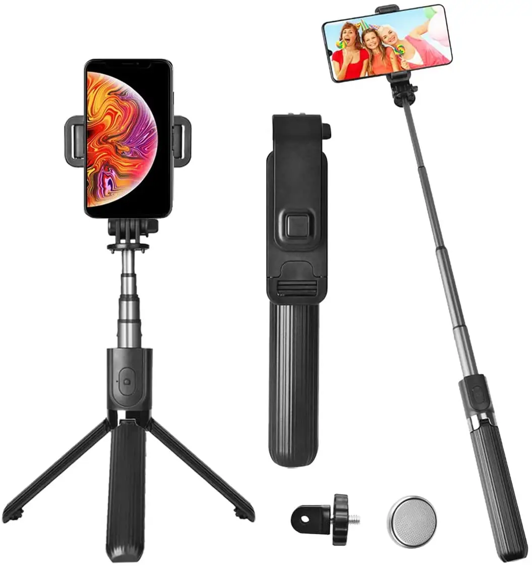 CYKE L03 Selfie Stick Aluminium Alloy Selfie Stick with Detachable Wireless Remote and Mini Tripod Stand Selfie Stick for GOPRO