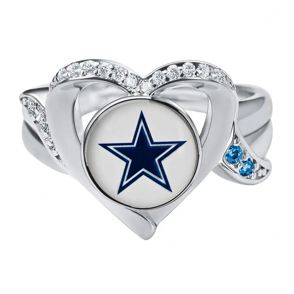 Женский праздничный подарок Cowboys Buccaneers кольцо в форме сердца футбольного фаната
