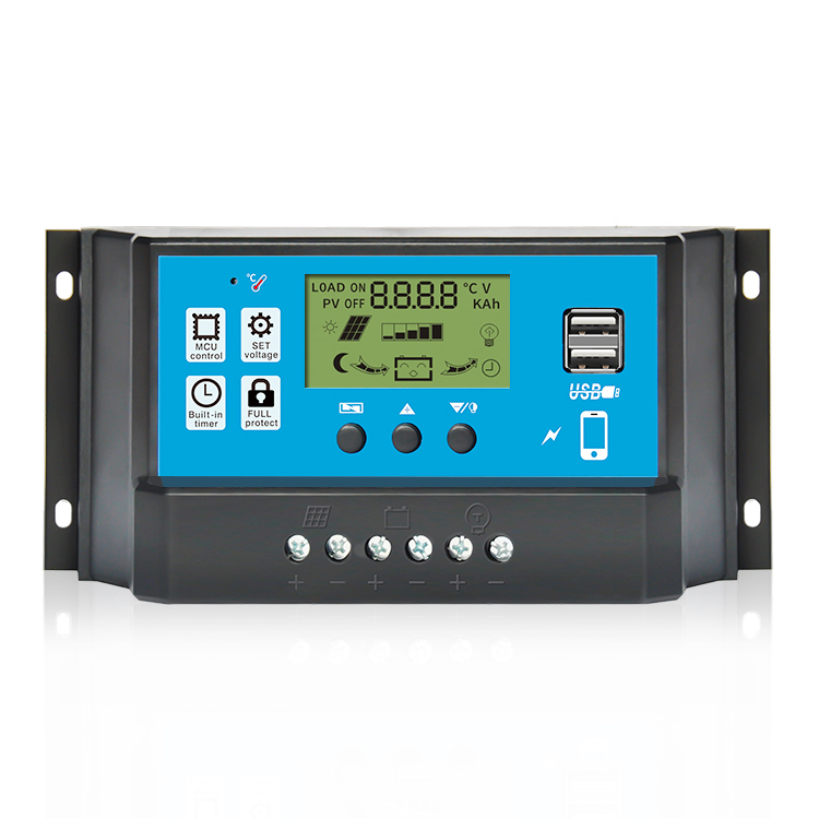 Solar Panel Charge Controller, Solar Charger Controller Intelligent Panel Battery Regulator PWM 12V 24V Dual USB