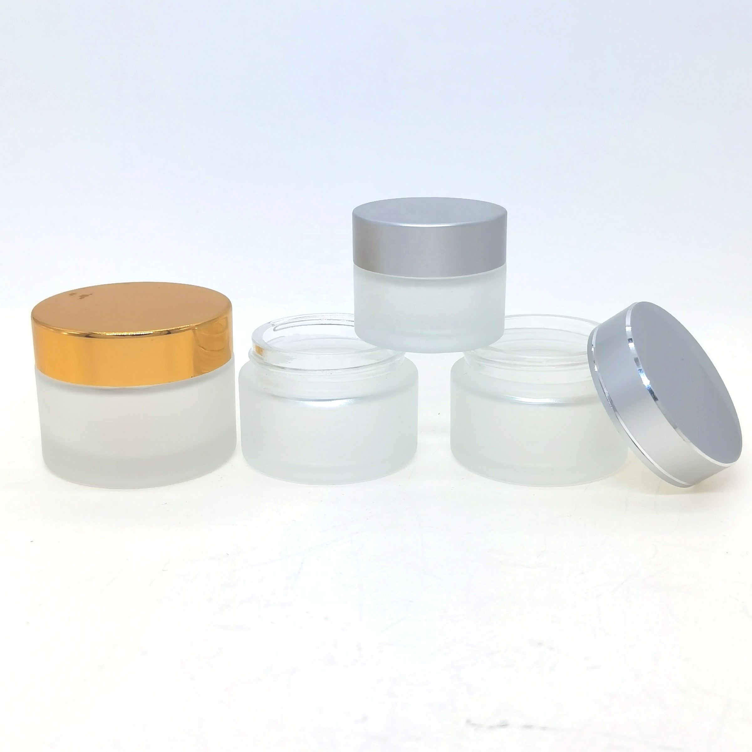 100g 30g 15g 10ml 1oz bottle Facial Face 50g White Black Gold Small Round Empty Frosted Amber Clear Cosmetic Cream Glass Jar