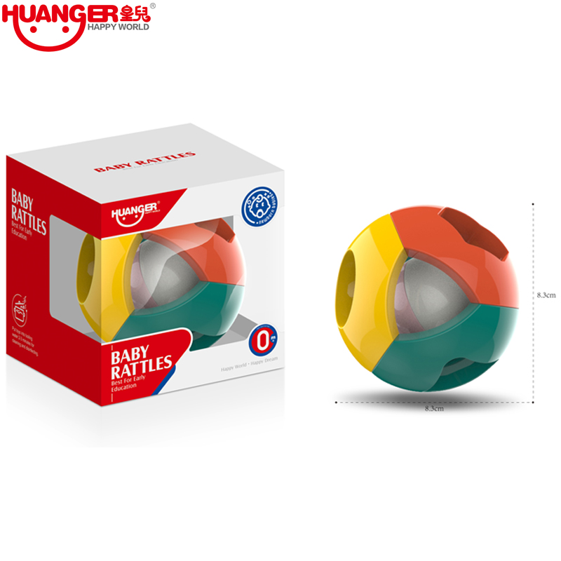 Huanger Eco-friendy Plastic Baby Hand Rattle Ball Toys Can Be Boiled Educational Toys