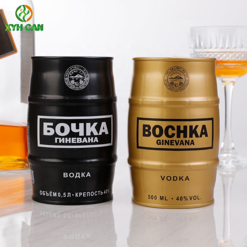 Food Grade 500ML-700ML Tin Jar for Vodka Tequila Whisky Wine Juice Tea Drinks Offset Printing Tinplate Model Can