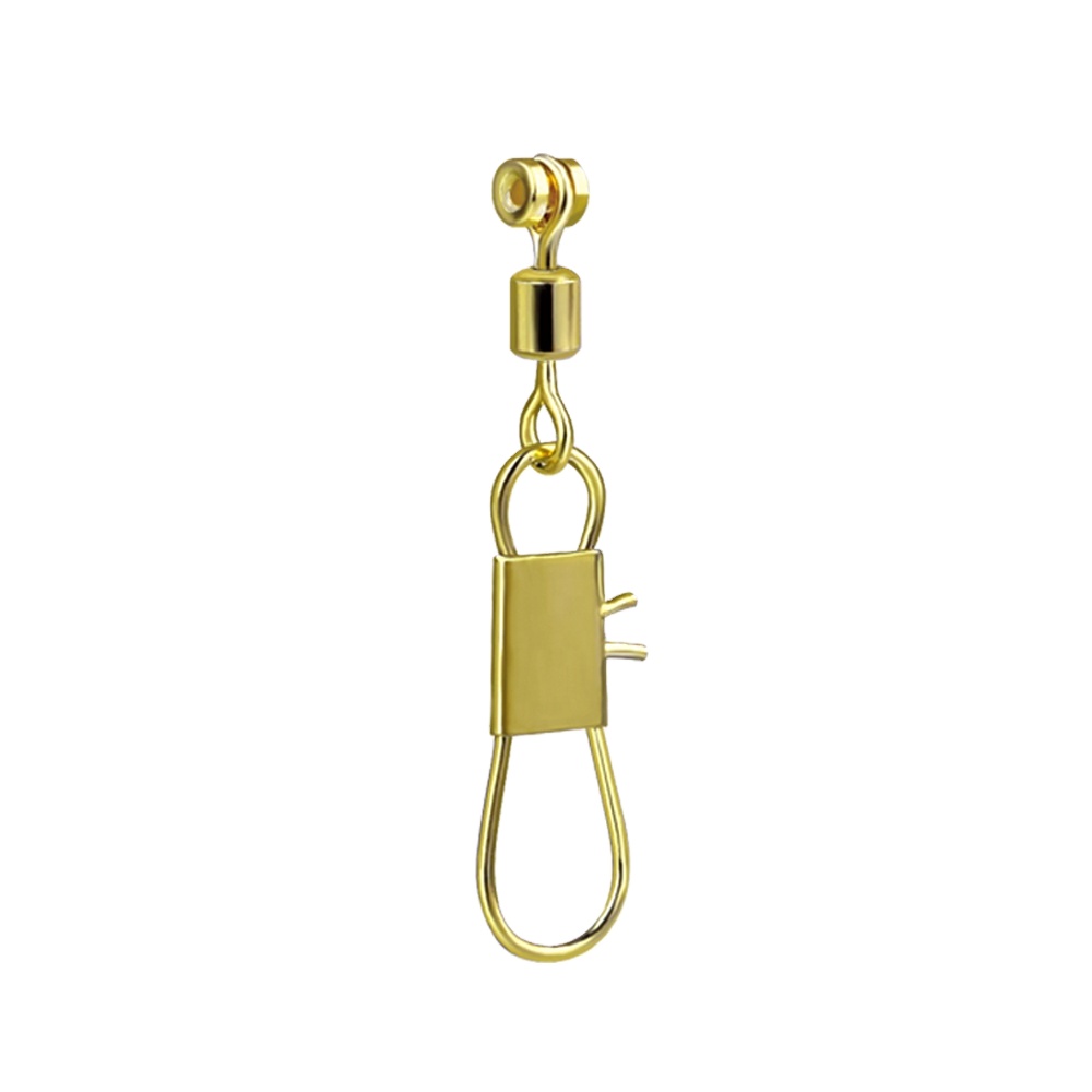 YONGMIAO Gold Color Brass Head Swivel with Interlock Snap Fishing Line Sinker Slides Float Connector Saltwater Fishing Tackle