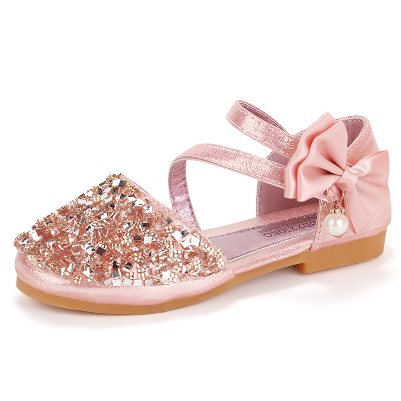 Children Dress Shoes,Elegant Bling Little Girls Crystal Shoes Sandals Anti Slipper Flower Princess Dress Shoes for Kids