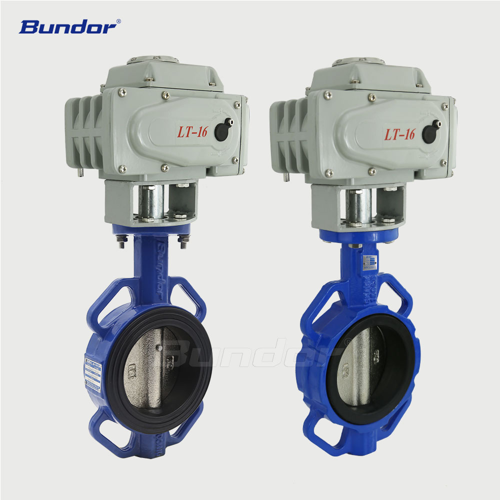 Bundor 380V DN50~1200 Cast Iron Ductile Iron Cast Steel Wafer Electric Butterfly Valve