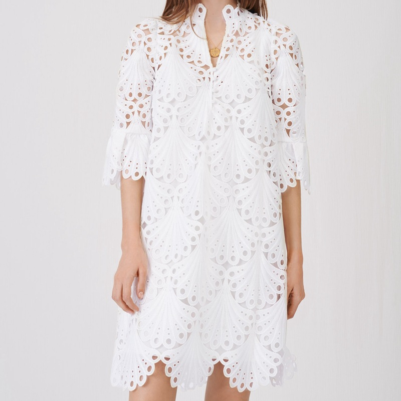 Summer Party Dress Women Sexy Hollow Out Lace Dress Elegant Casual Short Sleeve Ball Gown Party Dresses vestidos