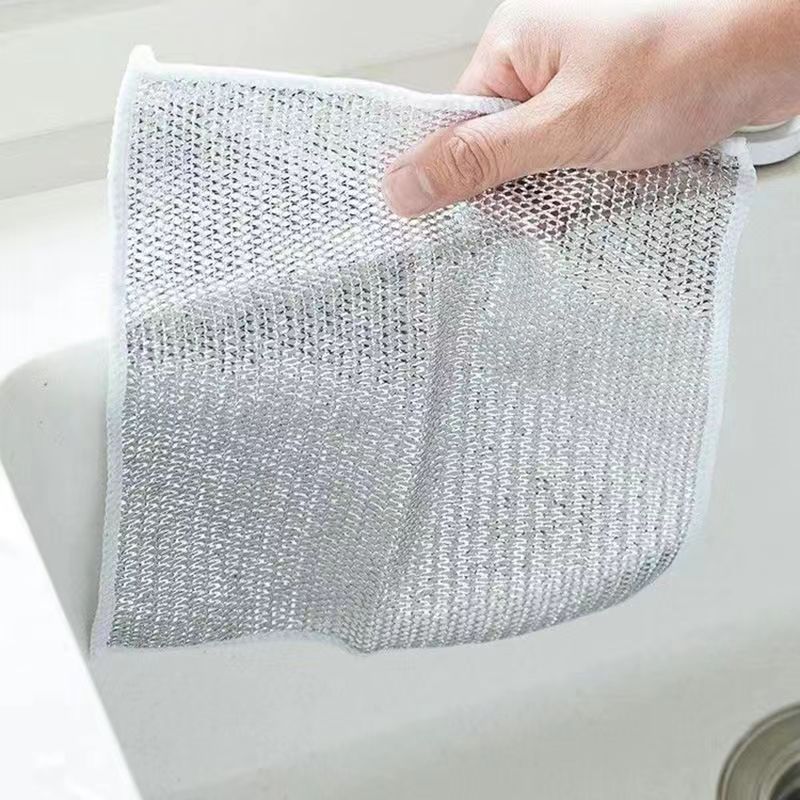Cleaning Products Silver Silk Multi-functional Polyester Rag Dish Cloth Reusable Clean Clothes for Kitchen