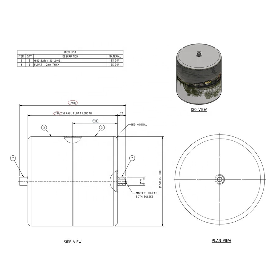 Factory 304 stainless steel magnetic float ball for Water Level control switch machine
