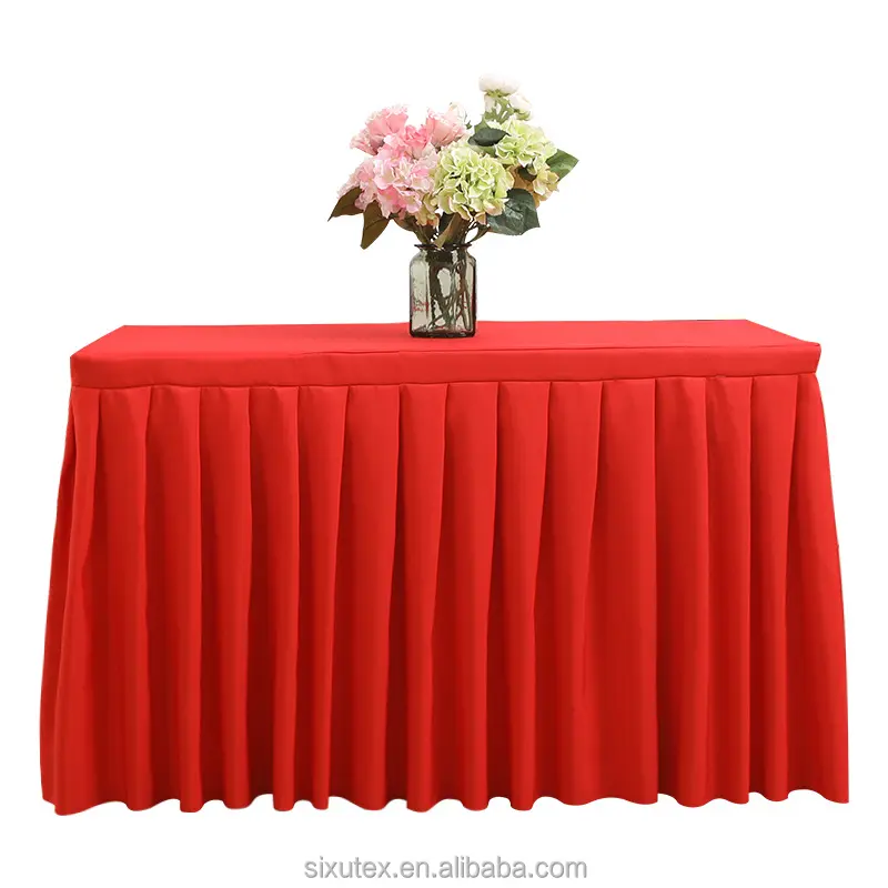Wholesale hotel conference tablecloth  mantel de lino para boda good quality table skirt for wedding