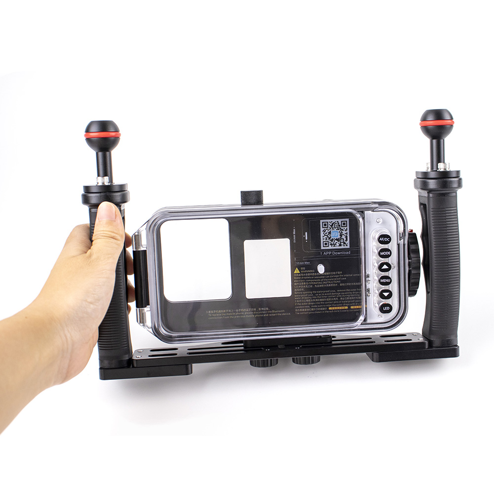 Двойной портативный держатель из алюминиевого сплава для экшн-камеры GoPro и DJI для подводной фотосъемки-черный