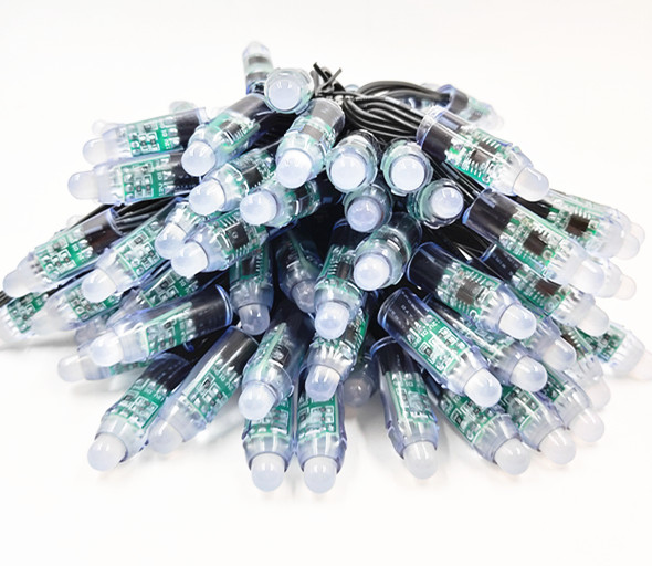 18AWG провод 100 шт./струна 12 В постоянного тока 12 мм WS2811 адресный RGB светодиодный умный пиксельный узел, с полностью черным проводом, IP68