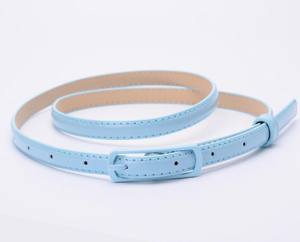 Good sale Stock Different color narrow small PU belt with covered buckle