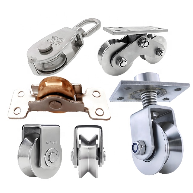 Custom precision metal sliding track pulley Aluminum/Brass/Stainless Steel load-bearing/ rails metal pulley wheel