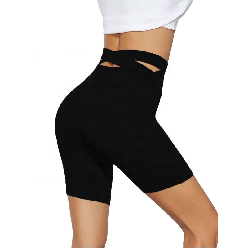 Biker Shorts Women Running Active Wear High Waisted Workout Pants Jogger Gym Clothes Cotton Cut Out Waist Biker Shorts