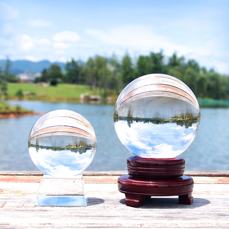 Оптовая продажа с завода Pujiang, lensball с подставкой для фотографии, прозрачный Кристальный шар K9 80 мм