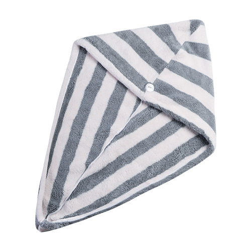 Wholesale Microfiber Striped Absorbent Hair Wrap Turban Towel