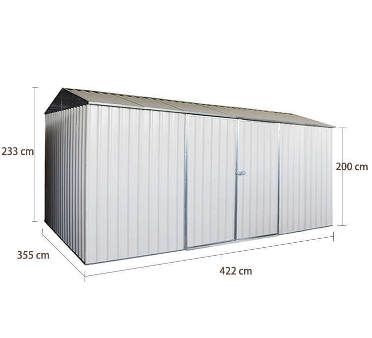 SUE 14 x11Widely used and popular style flat roof metal outdoor garden garages and motorcycle shed for sale