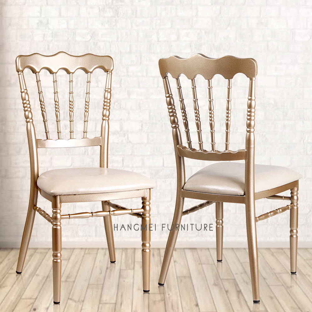 Hangmei Hotel Furniture High Quality Wedding Metal Stackable Banquet chiavari Chair
