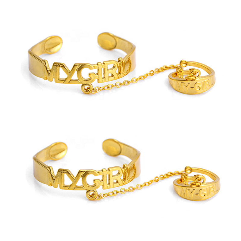 Bomei Jewelry Lovelry Baby Bracelet Jewelry Custom 18K Dubai Gold Plated My Girl Bangle Bracelet With Ring For Baby Girl Jewelry