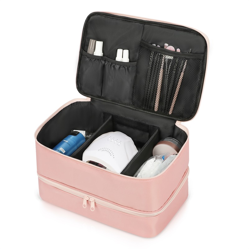 Holds 48 Bottles & Nail Lamp Nail Polish Organizer with 2 Removable Pouches